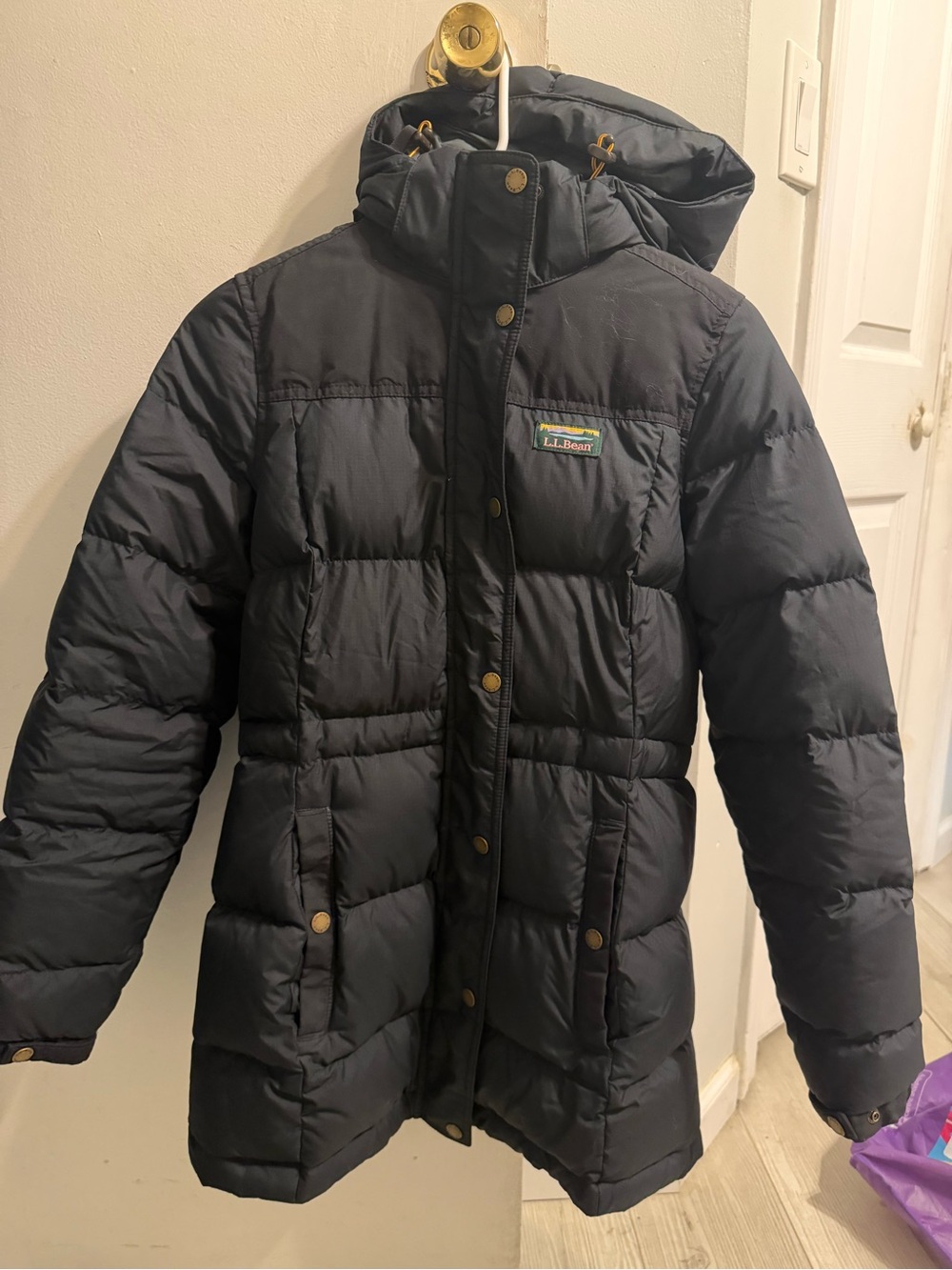 L.L. Bean Dark Hooded Down Puffer Coat